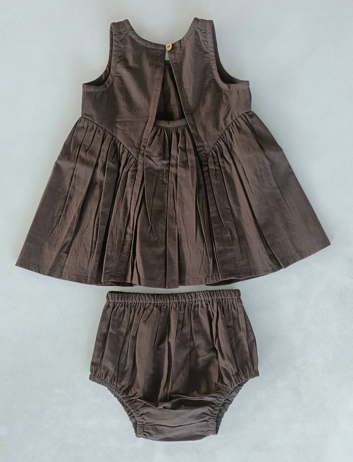 Brown Pintuck Gathered Dress: Infant : Baby : Toddler :Tween