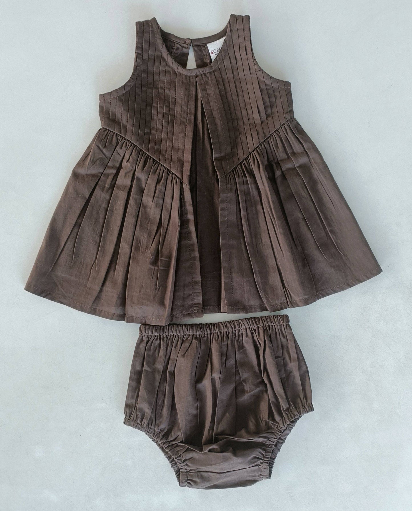Brown Pintuck Gathered Dress: Infant : Baby : Toddler :Tween