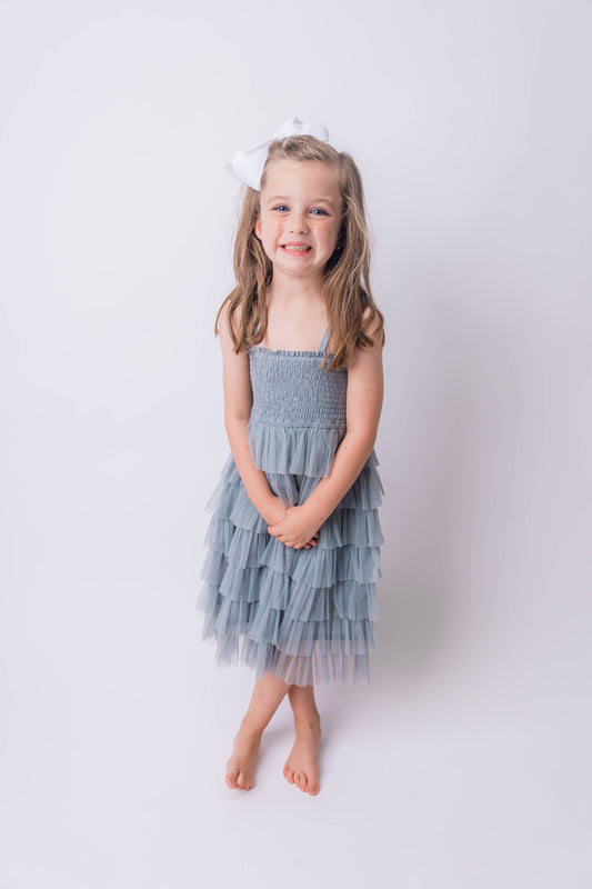 Tiered Ruffle Dress : Powder Blue : Toddler : Tween : Kids