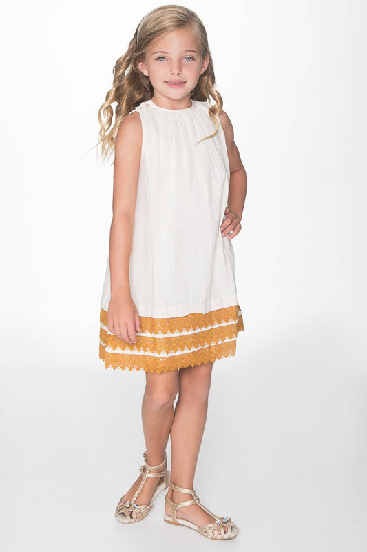 Light Yellow With Orange Lace Detail Dress : Toddler : Tween : Kids