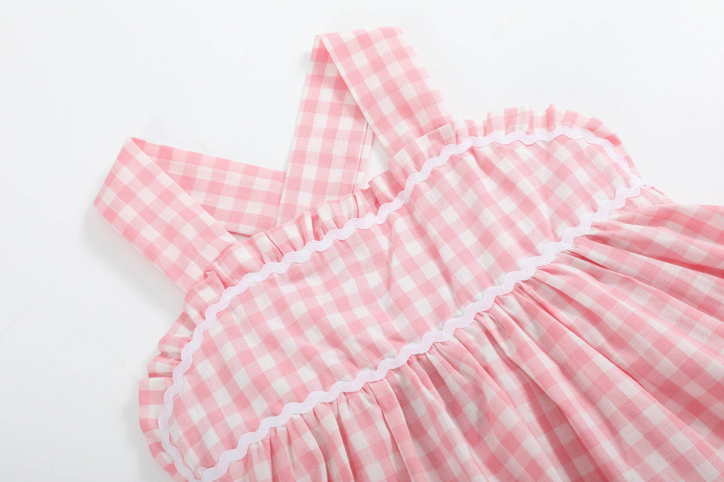 Pink Gingham Check Layered Sundress